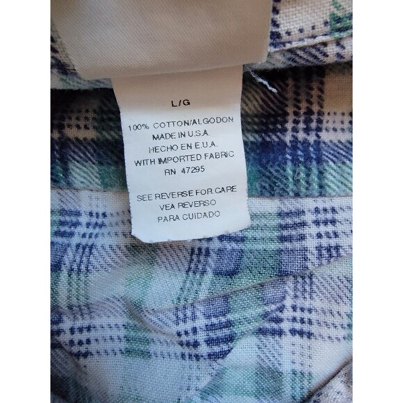 Vintage Ozark Trail Shirt Mens Large Blue Long Sleeve Button Plaid Flannel 90s - Picture 4 of 4